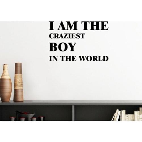 I Am The Craziest Boy Silhouette Removable Wall Sticker Art Decals Mural DIY Wallpaper for Room Decal