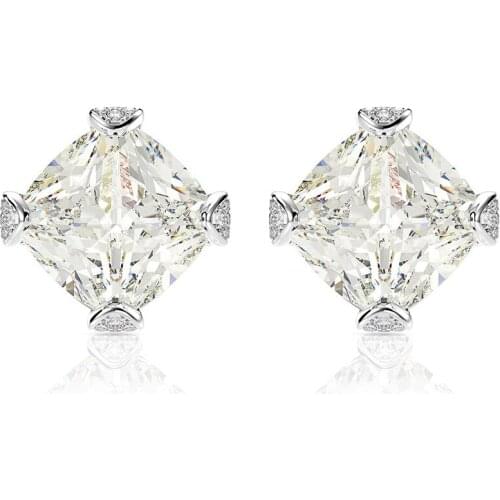 Classic 100% 925 Silver Created Moissanite Gemstone Wedding Engagement 8mm Ear Studs Earrings For Women Fine Jewelry Gifts