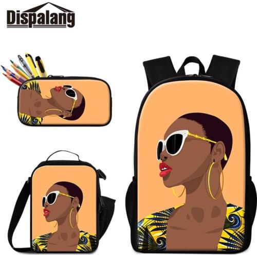 Fashion Girl Cartoon Prints Schoolbag with Cooler Totes 3 Pcs in 1 Set Satchel Girls Lovely Backpacks Pattern Pencil Case