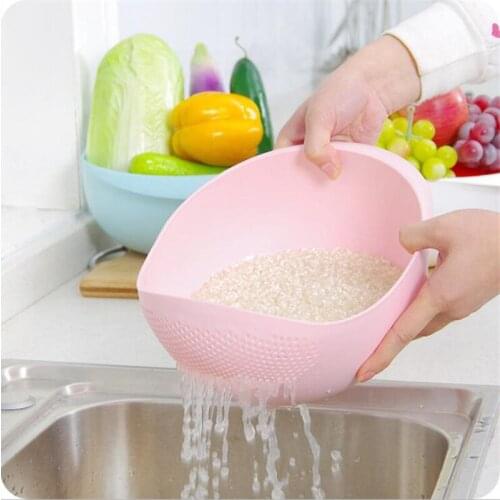 Food Grade Plastic Rice Beans Peas Washing Filter Strainer Green Pink Color Basket Sieve Drainer Cleaning Gadget