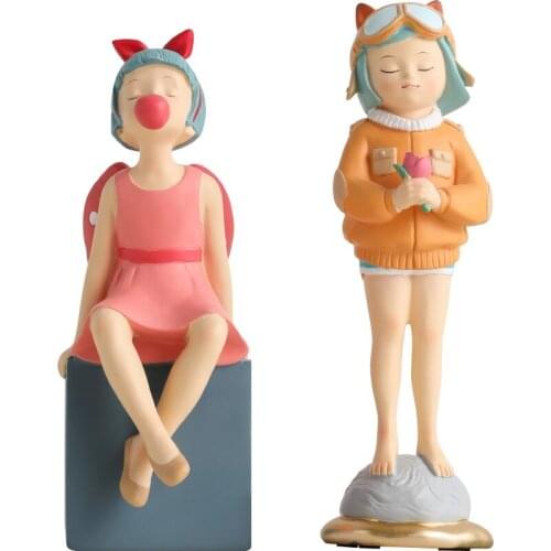 NORDIC PILOT BUBBLEGUM GIRL FIGURINES CUTE ANNE PRINCESS STATUE CREATIVE RESIN HOME DECORATION VALENTINES DAY GIFTS R2844