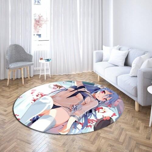 Custom Modern Home Decorative Round Carpet Japan Anime Lady Print Area Rugs Anti Slip Table Dinning Mats Bedroom Decor Carpet