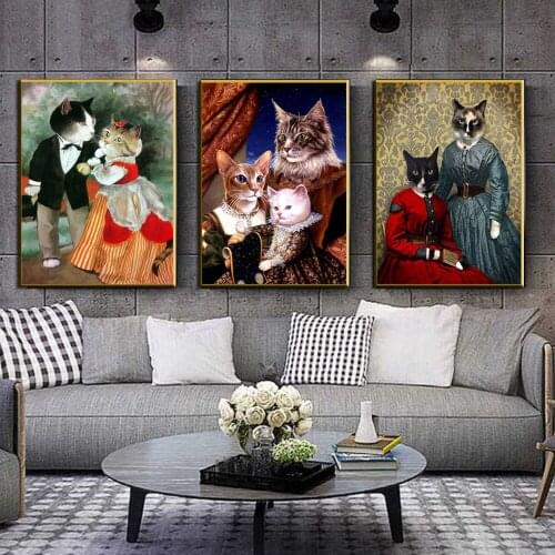 Modern Abstract Wall Decor Cat Animal Art Canvas Painting Wall Art Posters Prints Wall Picture for Living Room Home Wall Cuadros