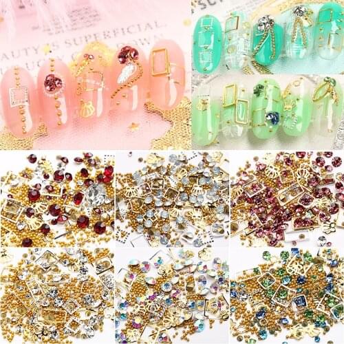 Rhinestones for nails Mixed Nail Disc Box Acrylic Rhinestones Nail Studs Supplies Glitter 1 Box 3D Nail Art A SET OF Rhinestone