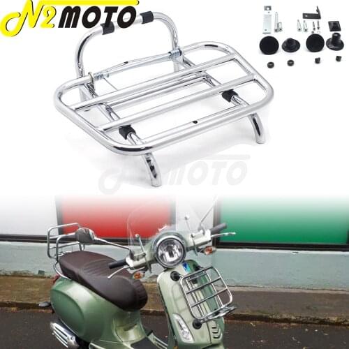 Motorcycle Parts Chrome Front Luggage Rack Shelf Support Bracket Holder for VESPA Sprint 150 2017 Primavera 150 2015-2019