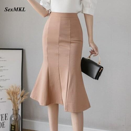 Elegant Elastic Plus Size Long Skirts Women 2021 Fashion High Waist Black Office Skirt Korean Clothes Vintage Party Midi Skirt