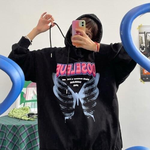 Female sweatshirt Cartoon goth Vintage Kawaii Sweatshirt aesthetic Women grunge Women y2k clothes korean Oversized hoodie top