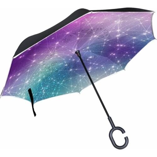 Space Galaxy Reverse Inverted Umbrellas Guarda Chuva Invertido Long-Handle Umbrella Drop Shipping Windproof Reverse Umbrella