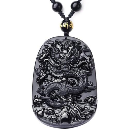 100% Original Obsidian Dragon Necklace Pendant Dragon pendant Jade Pendant necklace obsidian Lucky pendant Jade Jewelry