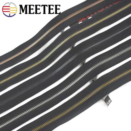 2/4Meters Meetee 5# Metal Zippers for Hometextile Luggage Repair Zip Open End DIY Crafts Clothing Bags Sewing Accessories ZA201