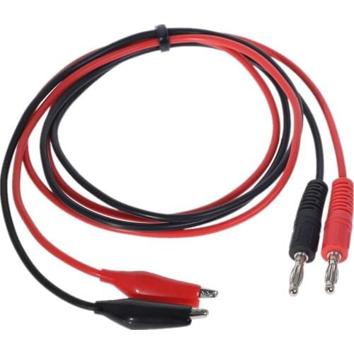 2Pcs Dual Alligator Clip to Banana Connector Oscilloscope Test Probe Cable 1M Red Black