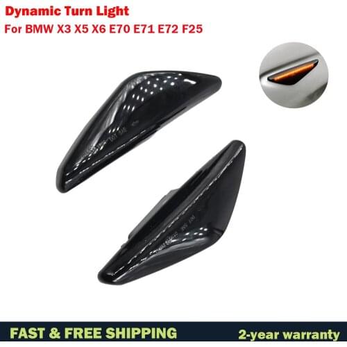 LED Dynamic Side Marker Lamp Turn Signal Blinker Flowing Water Blinker Flashing Light For BMW X3 X5 E70 X6 E71 E72 F25 2008-2014