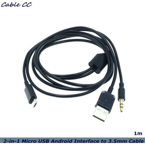 2-in-1 Micro USB Android interface to 3.5mm Bluetooth speaker audio cable Charging cable Black/white Android data cable