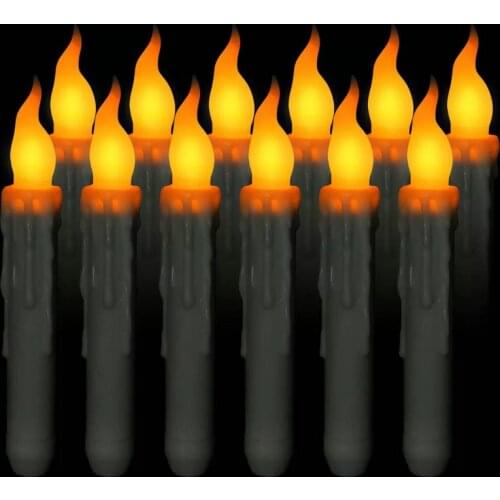 24pcs Flameless Led Taper Candle Flickering Waxless Candlestick Wedding Xmas Home table party-6 hrs on 18 hrs off Timer control
