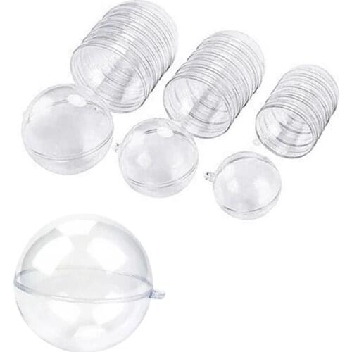 5Pcs 4/5/6/7/8cm Open Plastic Clear Bauble Ornament Gift Present Box Decoration Christmas Tree Hanging Pendant Ball Gift Package