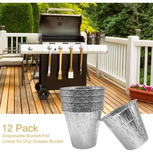 6/12 Pack Disposable Bucket Foil Liners BBQ Tools Kitchen Supplies For Drip Grease Bucket