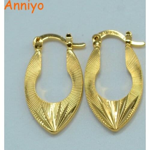 Anniyo Wholesale African Earrings for Women Girls Gold Color Jewelry Arab Cheap Products ( Earrings Size 2.5cm) #055702