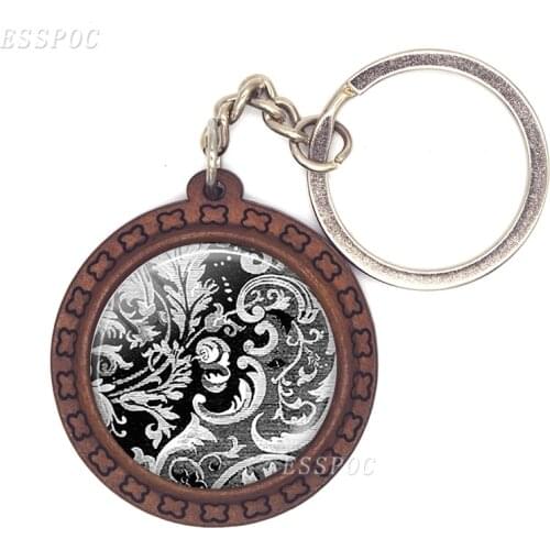 Natural Wood bamboo wooden Keyring Round Square Heart Shaped Anti Lost Wood Accessories Gifts