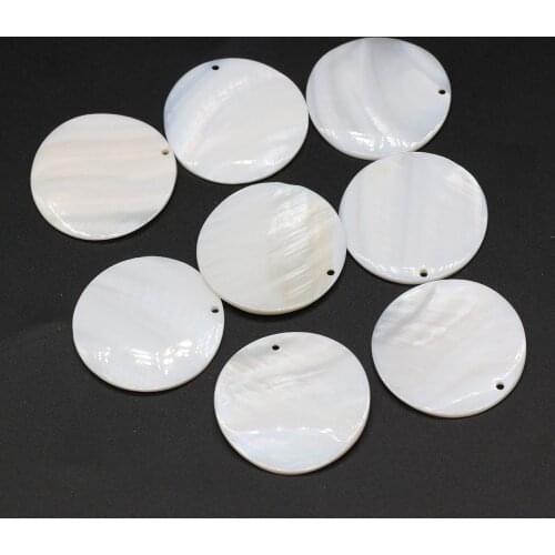 10 Pcs Natural Shell Bead Pendant Necklace Accessories Round Shape White Shell Bead Charms For Jewelry Making Bracelet Earrings