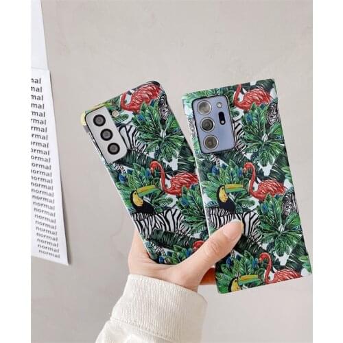 Funda Case for Samsung Galaxy S21 Ultra Note 20 Ultra S20 FE Note 10 Plus Leaves Flamingo Zebra Pattern Rimless Phone Case Cover