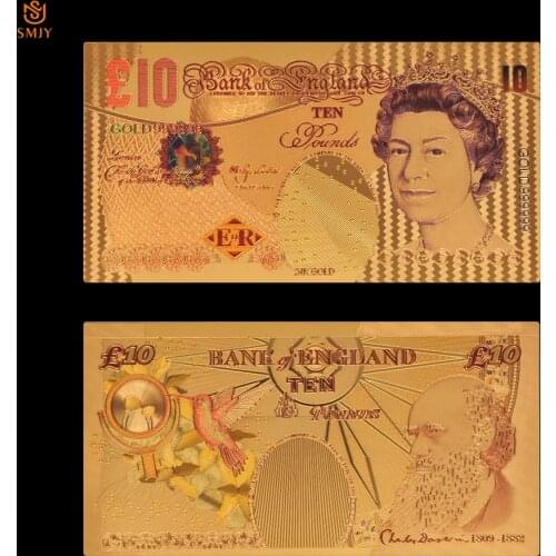 24k Colored Gold Banknote UK 50 Pounds Gold Foil Note Paper Money Collection