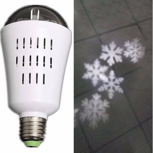 E27 4W LED Moving Four Kinds Snowflake Laser Projector Lamp Bulb AC85-265V For Christmas decoration lighting