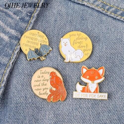 Animal Quote Enamel Pin Encouraging Life and Funny Words Brooches Metal Badges Jewelry Accessories Gift for Studends