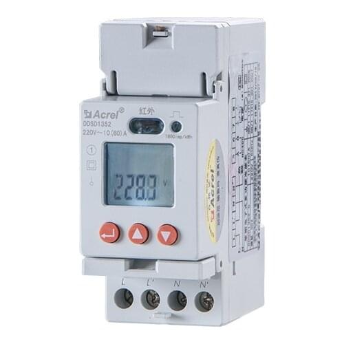 Acrel DDSD1352 Single Phase DIN Rail Mounting Energy Meter LCD Display Voltage Power Factor Current Infrared Communications