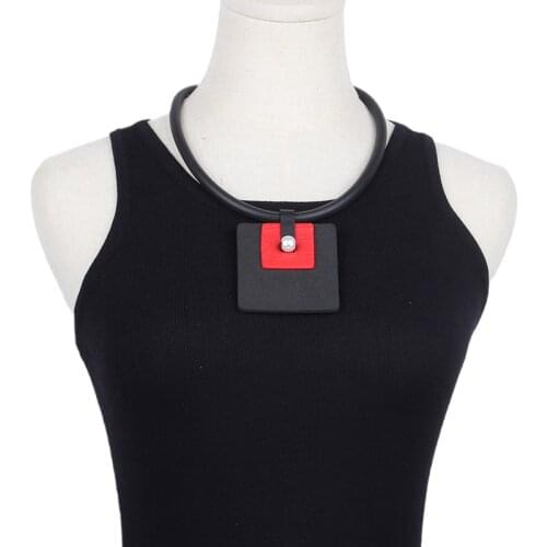 JID New Hademade Black Choker Necklace For Women Original Design Square Triangle Shape Pendant Collar Jewelry Neck Decoration