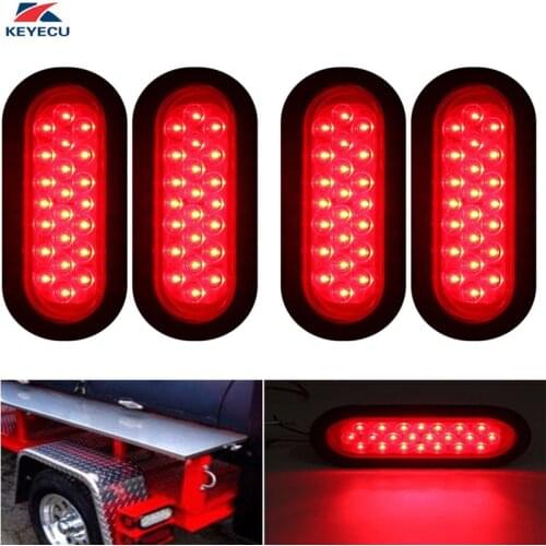 KEYECU 4Red Oval 12V 22LED Stop/Turn Signal/Brake/Marker/Tail LED Light for Truck Trailer Trail Bus