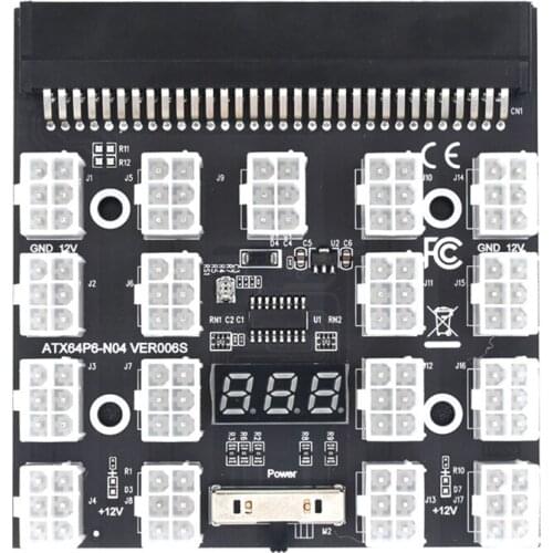 Breakout Board 17 Port 6Pin LED Display Power Module Server Card Adapter for HP 1200W 750W PSU GPU Miner Mining BTC ETH