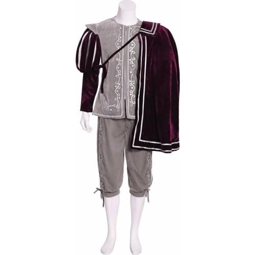 Cosplaydiy Custom Made Queen Elizabeth Tudor Period Medieval Mens Cosplay Costume Adult Victorian Renaissance Grey Suit L320