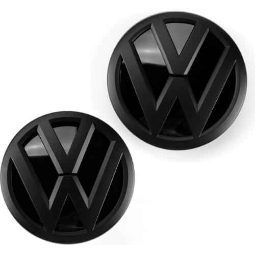 Matt Black 120mm Front Grill Badge + 110mm Rear Trunk Lid Emblem Logo for VW Volkswagen Polo 2014 2015 2016