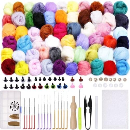 LMDZ Wool Felt Needle Felting Kit Fabric Materials Craft Fibre Yarn Roving DIY Spinning Sewing Mold Needlework Accessories
