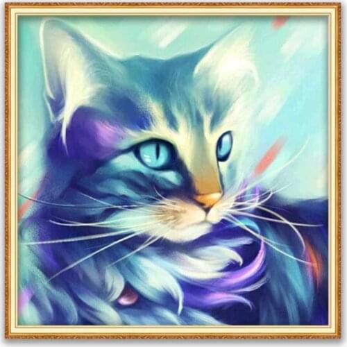 Animal Cat DIY 11CT Cross Stitch Embroidery Kits Needlework Craft Set Printed Canvas Cotton Thread Home Decoration On Wholesale
