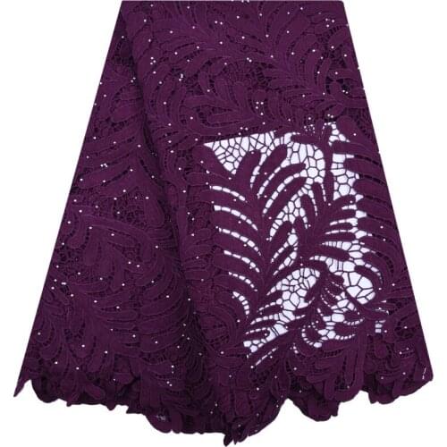 Latest African Guipure Cord Lace Wine French Milk Silk Lace Fabric Stoned Embroidery Water Soluble Lace For Nigerian Wedding 1743