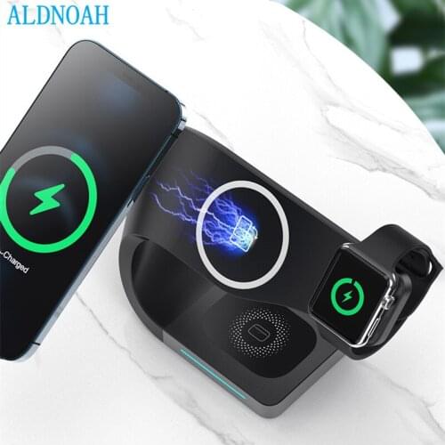 2021 NEW Magnetic 4 in 1 Wireless Charger For iPhone 12 Pro Max Mini Airpods iWatch Fast Charging Qi Wireless Charger Station