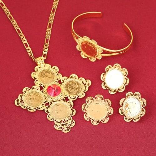 New Arrival Coin Jewelry Sets Ethiopian Gold Coin Bridal Wedding Eritrea Habesha Jewelry
