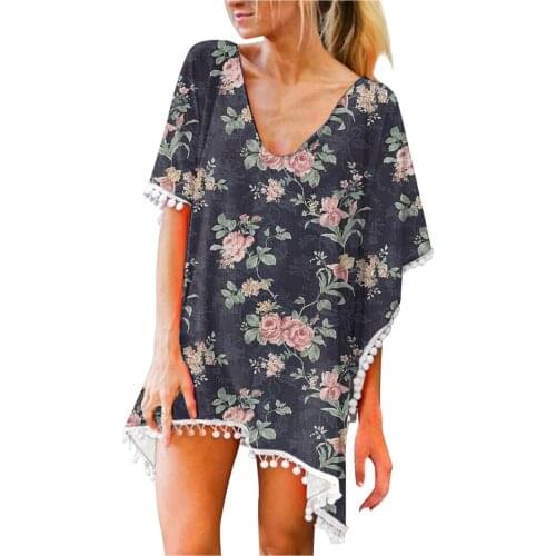 New Women Swimsuit summer Trim Kaftan Chiffon Tassels Swimwear Beach Loose Bikini Cover Up Tops купальники женские 2021