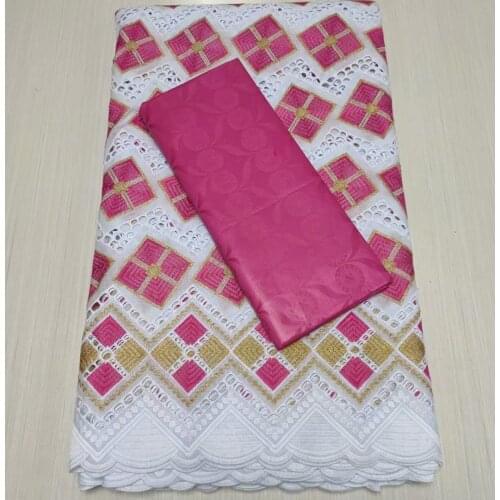 Wholesale African Swiss Voile Lace Fabric With Stones 2.5Y+2.5Y Bazin Riche Fabric Cotton Dry Basin Brode Embroidery Guinea Lace