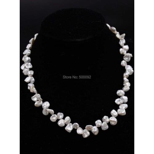 Baroque 8-9mm natural white Keshi pearl necklace free shipping