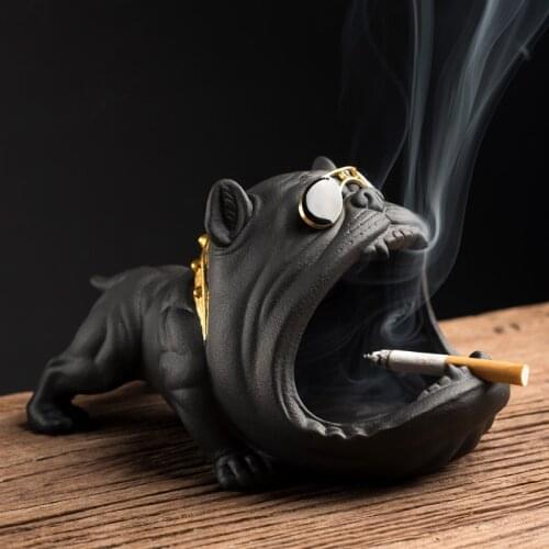 Ceramic cartoon dog ashtray bulldog animal large-capacity storage box dog living room desktop home crafts ornaments men gifts