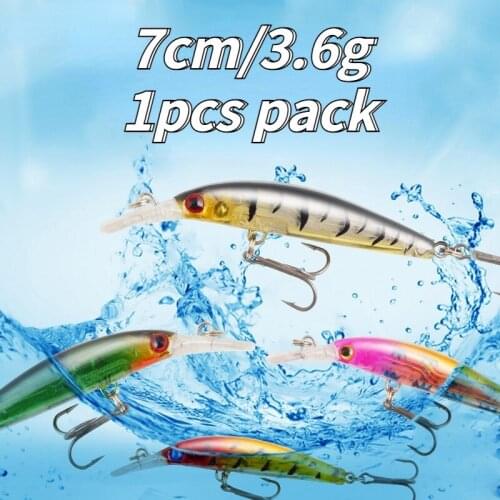 Luya Bait ABS Plastic Simulation Minnow Hard Bait 7cm3.6g with Ring Beads Three Strengthened Hook Attack Perch Mouth Bait