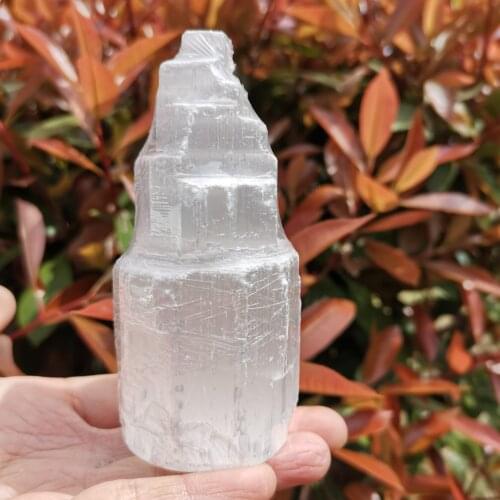 10cm Natural white Selenite Tower Carved Healing Gypsum Crystal Chakra Mineral Gemstone