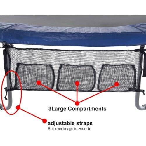 Foldable Trampoline Holder Storage Mesh Bag With 3 Compartment Bag For Toys Shoes Organizer Trampoline Hanging Mesh Pouch Bag
