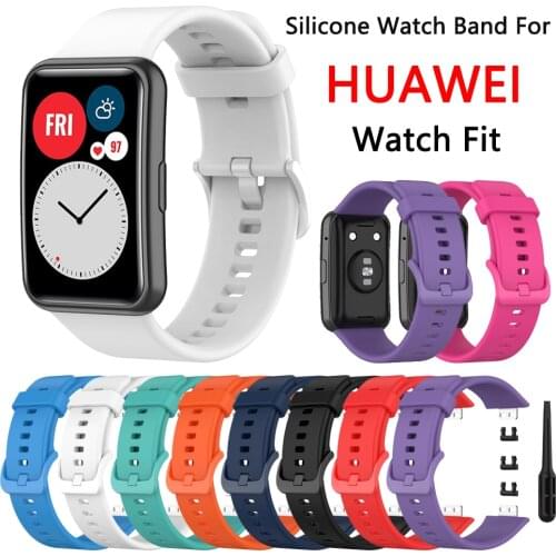 2021 Replacement Silicone Strap For Huawei Watch Fit Original sport Smart Watch Band Accessories WristBand Bracelet with tool