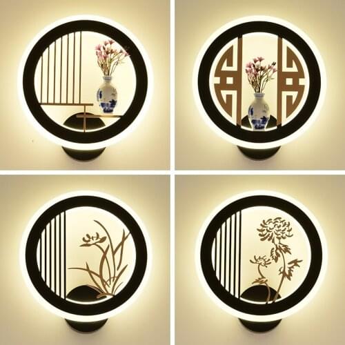 Modern Chinese Style Round Acrylic 28cm in Diameter LED Wall Sconce Wall Lamp for Aisle Bedroom