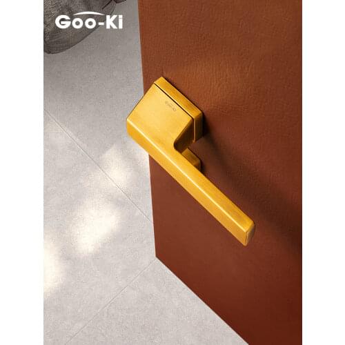 Goo-Ki Modern Mute Bedroom Door Lock Handle Interior Door Lock Anti-theft Bathroom Gate Lock with Cylinder Furniture Hardware