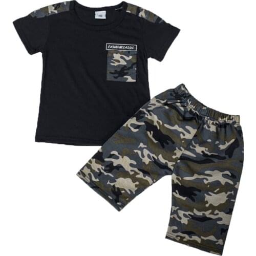 Teen Kids Baby Boys Letter Tracksuit Camouflage Tops Shorts 2PCS Outfits Set