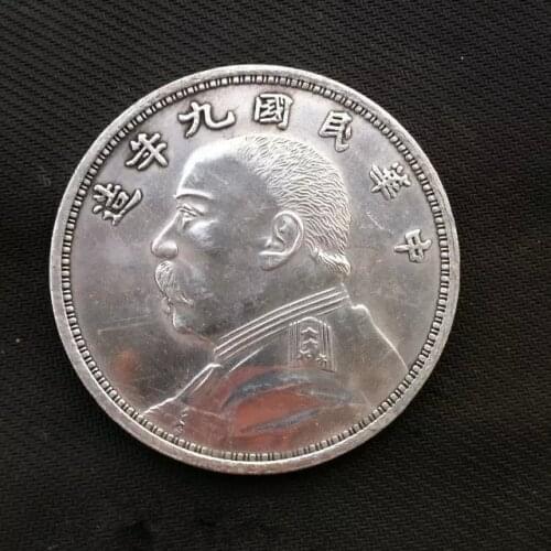 Fat Man Yuan Shi-KAI Silver Plated Coin 8.8cm big Commemorative Dragon China old Silver Dollar Coins